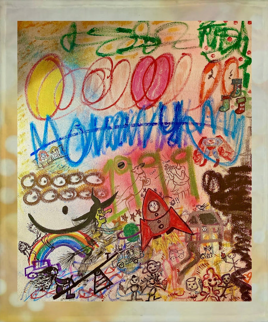 Luxury art throw blanket with MoniKa Starling's Happy artwork